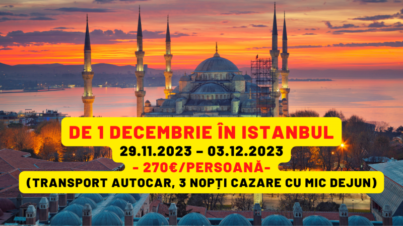 DE 1 DECEMBRIE IN ISTANBUL 29.11.2023 – 03.12.2023  - 270€/persoana - (transport autocar, 3 nopti cazare cu mic dejun)